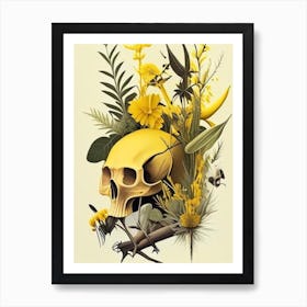 Animal Skull Yellow 2 Botanical Art Print