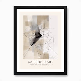 Galerie D'Art Abstract Black And White Lines 1 Art Print