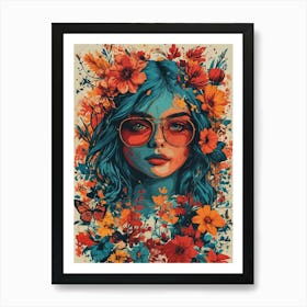 Girl With Flowers Art Print