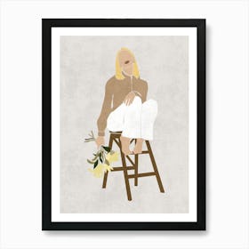 Blonde Woman | Faceless Portrait Boho Mid Century Modern Art Print