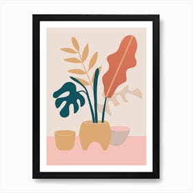 Pastel Tropical Plant Print Art Print