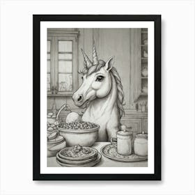 Unicorn In The Kitchen 1 Art Print