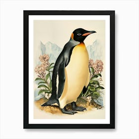 Adlie Penguin Cuverville Island Vintage Botanical Painting 2 Art Print