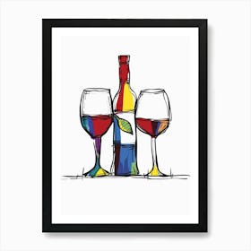 Rainbow Wine Glasses Art Print