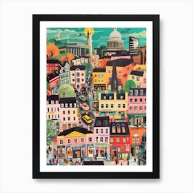 Dublin   Retro Collage Style 3 Art Print