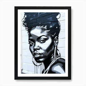 Graffiti Mural Of Beautiful Black Woman 134 Art Print