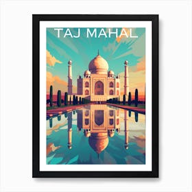 Colourful India travel poster Taj Mahal Art Print