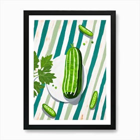 Cucumber Fruit Summer Illustration 2 Art Print