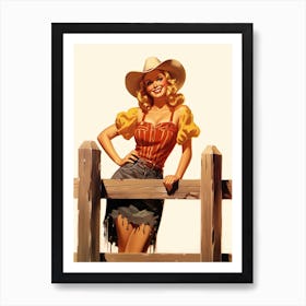 Retro American Cowgirl 3 Art Print