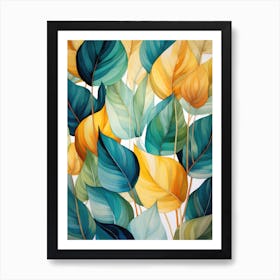 Abstract Watercolor Leaves Art Print