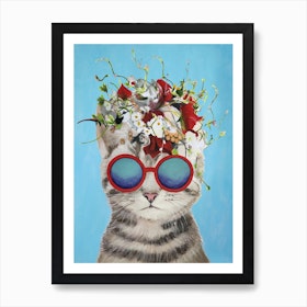 Flower Power Cat Art Print
