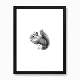 Squirrel Black and White Art Print Boho Minimalist Art Print