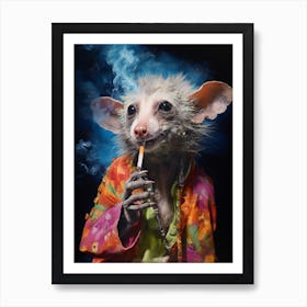  A Possum Smoking Cigarette Vibrant Paint Splash 1 Art Print