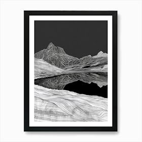 Beinn Ghlas Mountain Line Drawing 5 Art Print