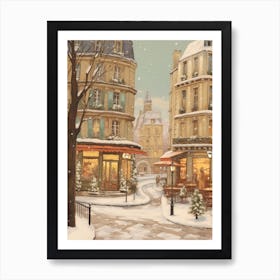 Vintage Winter Illustration Paris France 6 Art Print