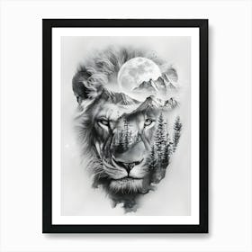 Lion In The Mountains Art Print