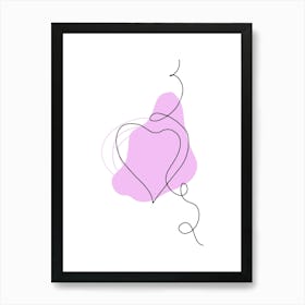 Line art heart and colored abstract spots Art Print