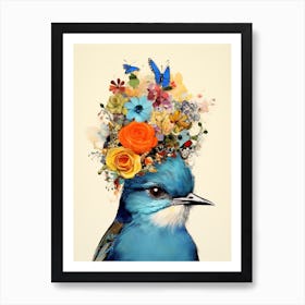 Bird With A Flower Crown Bluebird 4 Art Print