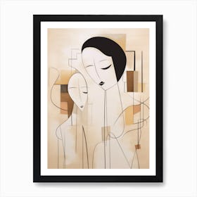 Mother And Daughter Abstract Art Print