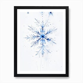 Delicate, Snowflakes, Minimalist Watercolour 1 Art Print