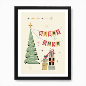 Mid Century Modern Christmas Tree Art Print