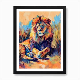 Masai Lion Resting In The Sun Fauvist Painting 1 Art Print