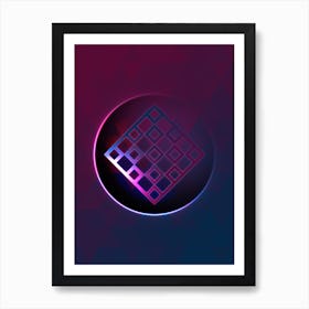 Geometric Neon Glyph on Jewel Tone Triangle Pattern 136 Art Print