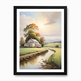 Country Cottage By The Stream Art Print