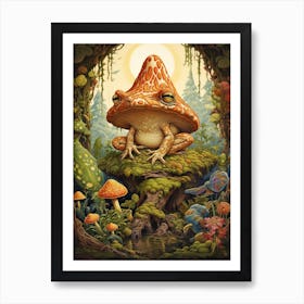 Mystical Mushroom Wood Frog 2 Art Print