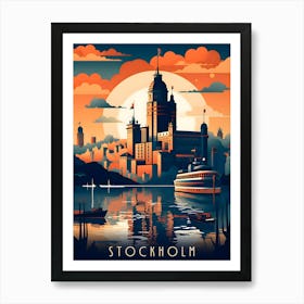 Stockholm Retro Travel Art Print