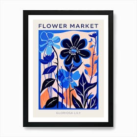 Blue Flower Market Poster Gloriosa Lily 1 Art Print