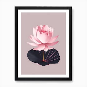 A Pink Lotus In Minimalist Style Vertical Composition 94 Art Print