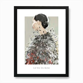 LA VIE EN ROSE - Fashion Illustration of Woman Model in Sequin, Feather Gown,  Red Lipstick by  "Colt x Wilde" Art Print