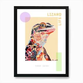 Coral Tokay Gecko Abstract Modern Illustration 5 Poster Art Print