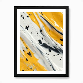 Abstract Yellow And Black Paint Art Print