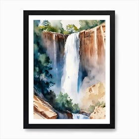 Calf Creek Falls, United States Water Colour  (1) Art Print