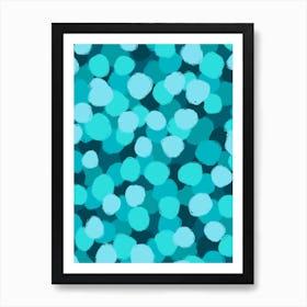 Aqua Polka Dots Art Print