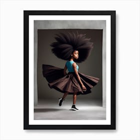 Young Afro Girl Twirling Art Print