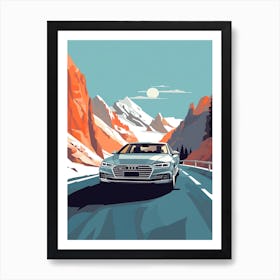 A Audi A4 In The Route Des Grandes Alpes Illustration 4 Art Print