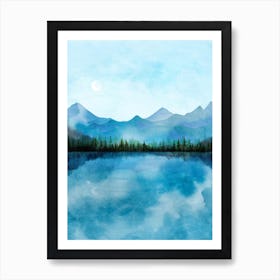 Lake Print, Reflection Print, Mountain Print, Lake Poster, Calm Print, Sea Poster, Water Print, Lake Forest Print, Forest Print, Blue Sky Print Art Print