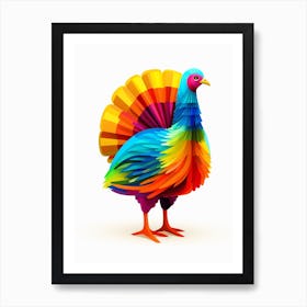 Colourful Geometric Bird Turkey 3 Art Print