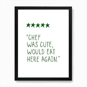 Funny Food Review Green Art Print