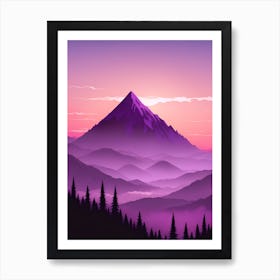 Misty Mountains Vertical Composition In Purple Tone 15 Art Print