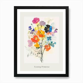 Evening Primrose 4 Collage Flower Bouquet Poster Art Print