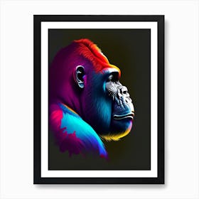 Side Profile Portrait Of A Gorilla Gorillas Tattoo 1 Art Print