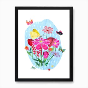 Butterflies And Blooms Art Print