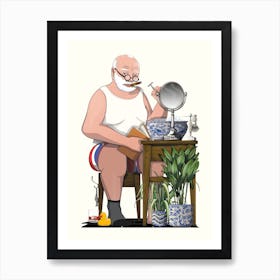 Churchill Shaving In Bathroom Art Print