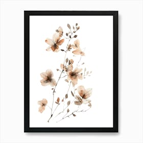 Watercolor Flowers On A Branch Art Print