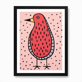 Pink Polka Dot Crow 1 Art Print