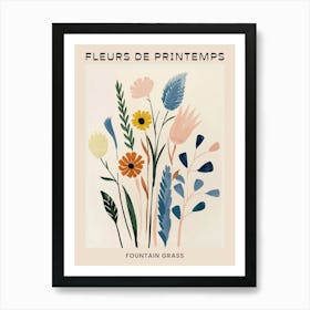 Spring Floral French Poster  Fountain Grass 2 Art Print